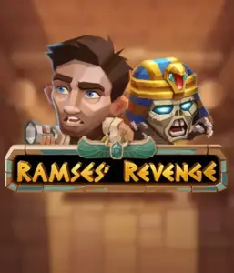 Explore the ancient world of Ramses' Revenge slot by Relax Gaming, featuring a frightened explorer and a fierce mummy amid an Egyptian tomb backdrop. This image captures the excitement of tomb exploration, perfect for fans of Egyptian-themed slots, offering a gripping adventure. 